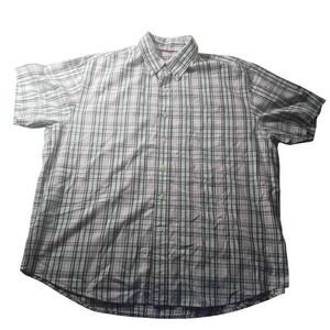 IZOD Plaid Short Sleeve Button Down Shirt XL Classic Fit Cotton‎ Casual Top